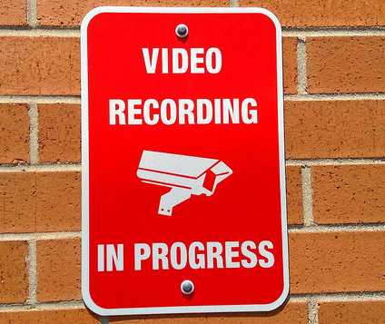 Video recording in progress - Red sign on wall