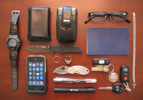 EDC or Every Day Carry gear on table