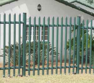 Home security fencing -pallisade type with sharp spikes on top