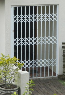 High quality security gate on external door of house