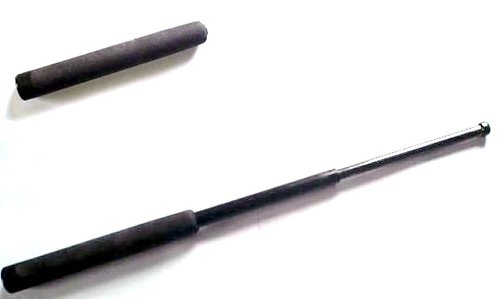 A telescopic baton in the open and closed positions